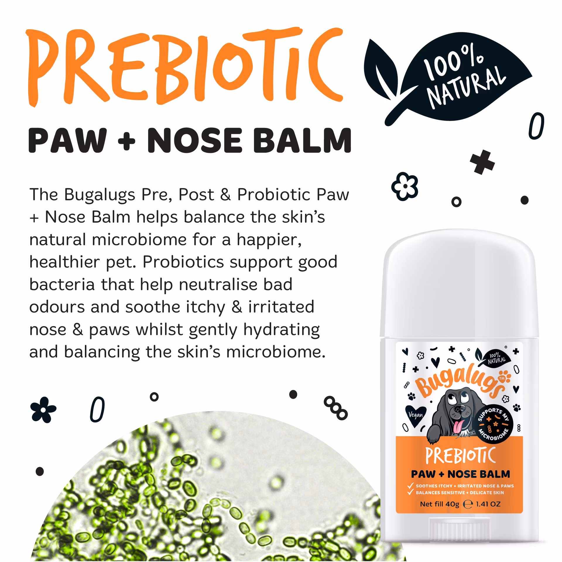 Bugalugs Prebiotic balzam na nos a labky v tyčinke pre psov 40 g