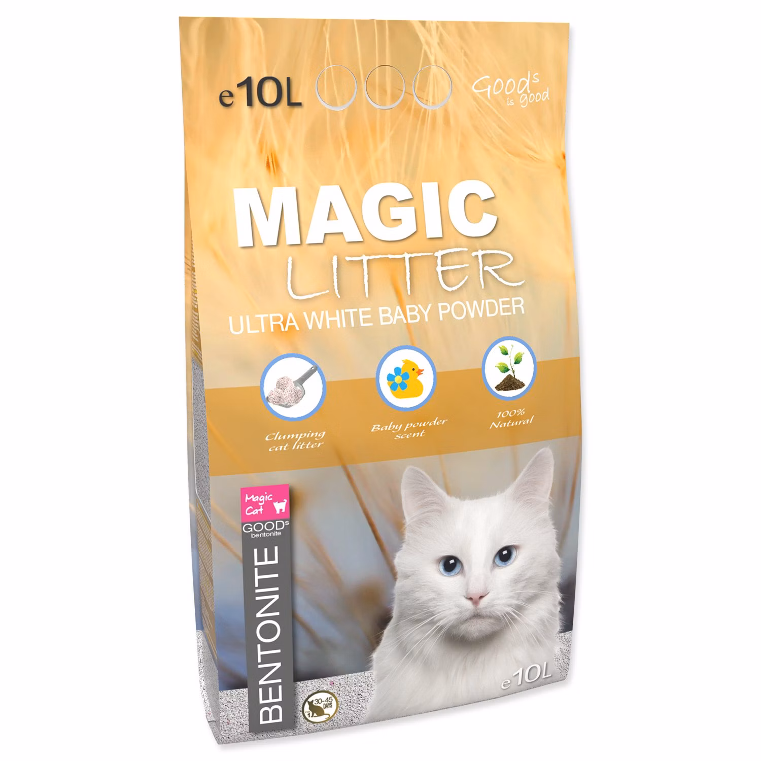Podstielka Magic Litter Bentonite Ultra White Baby Powder 10L/9kg