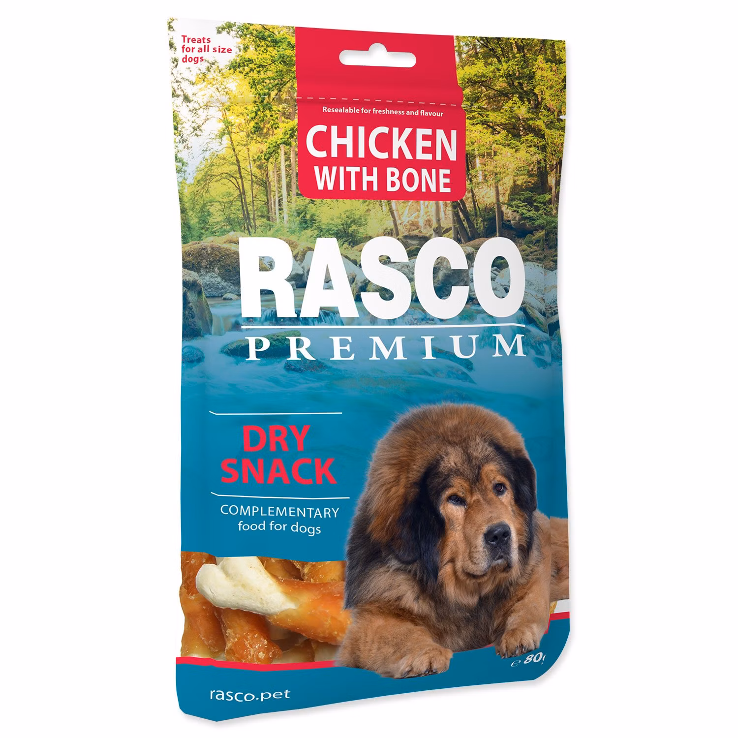 Pochúťka Rasco Premium kuracím obalené kosti 80g