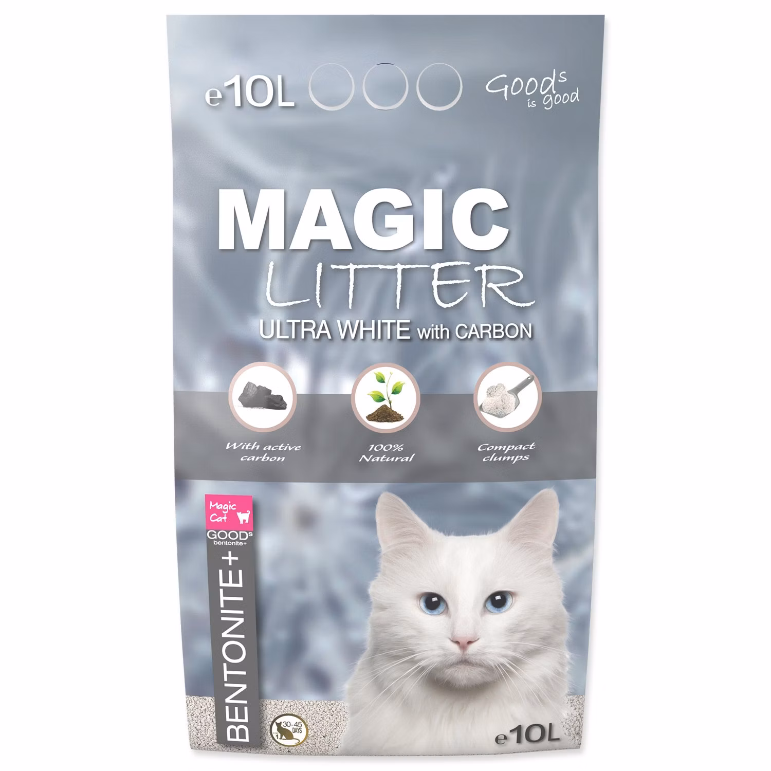 Podstielka Magic Litter Bentonite Ultra White with Carbon 10L/9kg