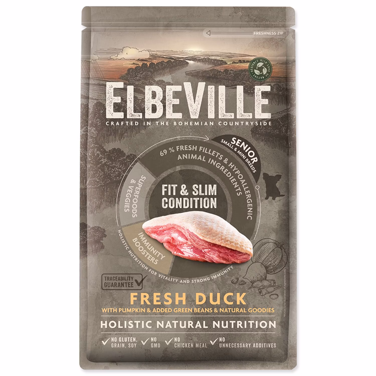 Krmivo ELBEVILLE Senior Mini Fit and Slim Condition Fresh Duck 1,4kg