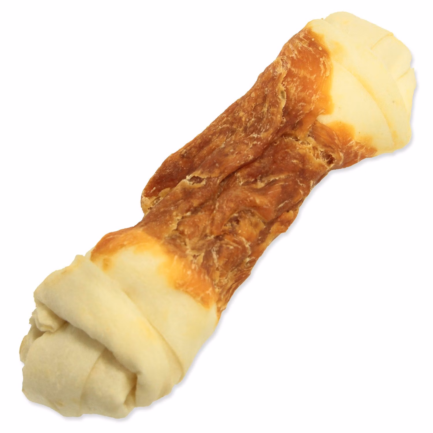 Pochúťka Rasco Premium byvolia koža obalená kuracím mäsom, uzol 18cm 120g