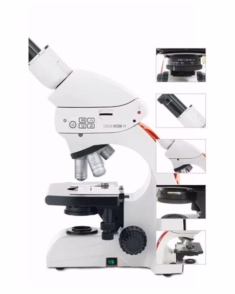 Mikroskop binokulárny Leica DM500 s objektívmi PLAN 4x, 10x, 40x, 100x a kamerou Leica ICC50W