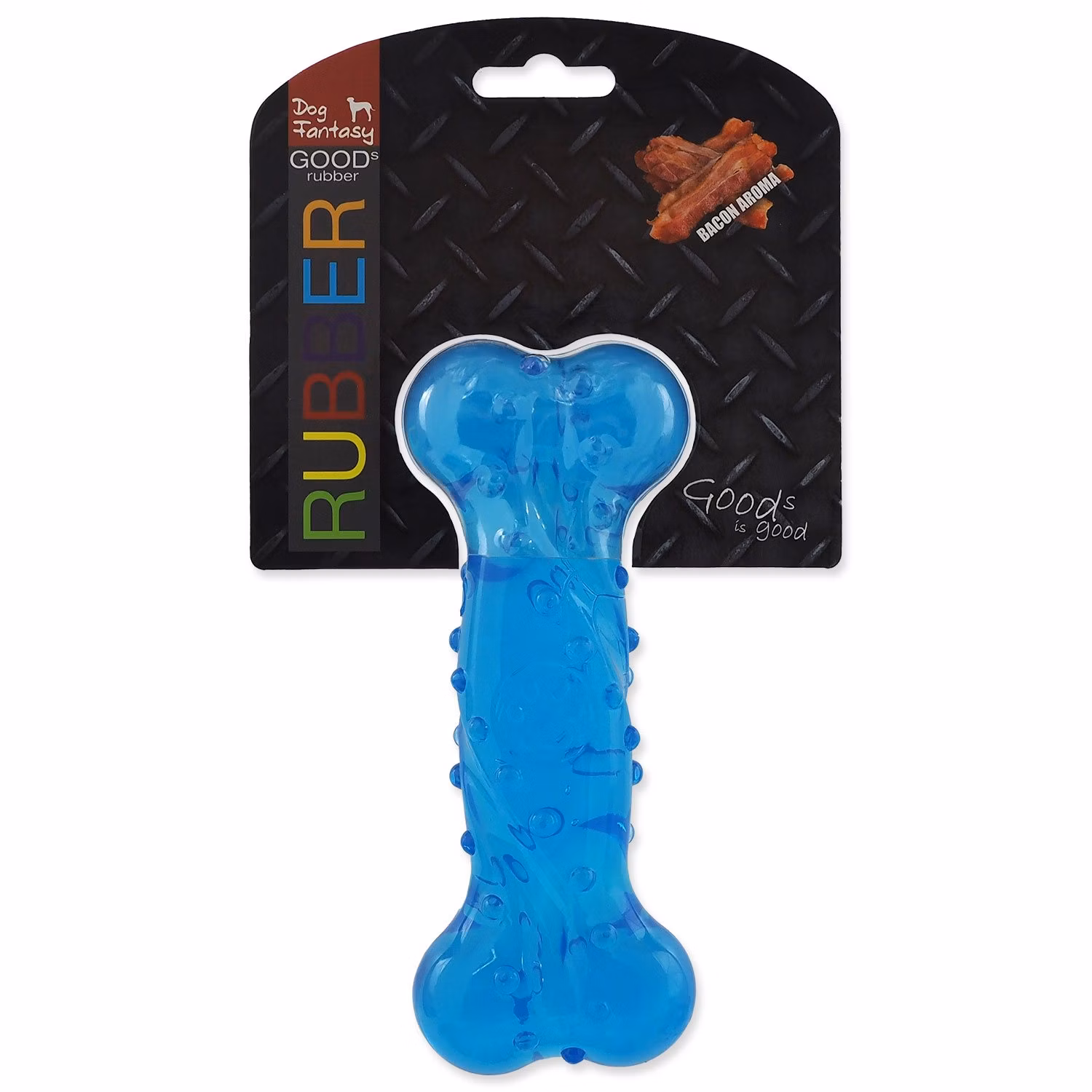 Hračka Dog Fantasy STRONG kosť s vôňou slaniny modrá 15cm