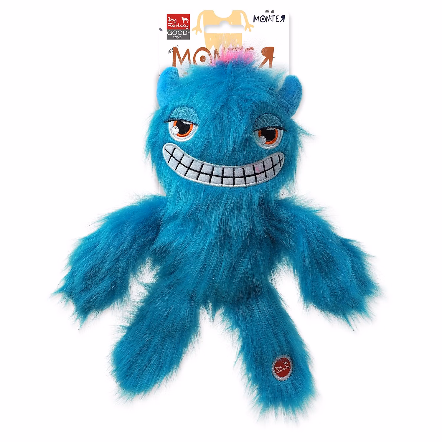 Hračka Dog Fantasy Monsters strašidlo pískacie chlpaté modré 35cm