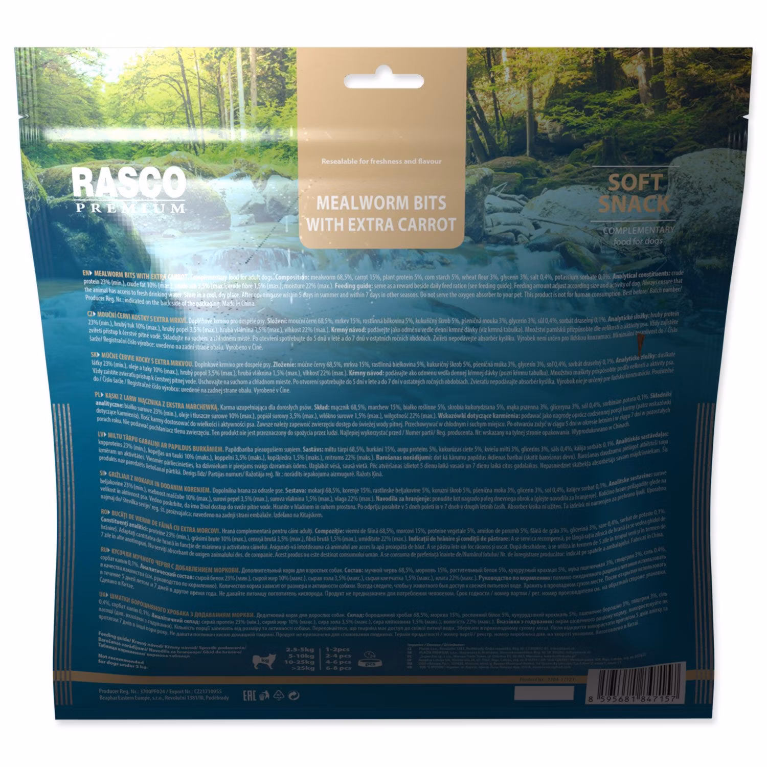 Pochúťka Rasco Premium múčne červy a extra mrkvou500g