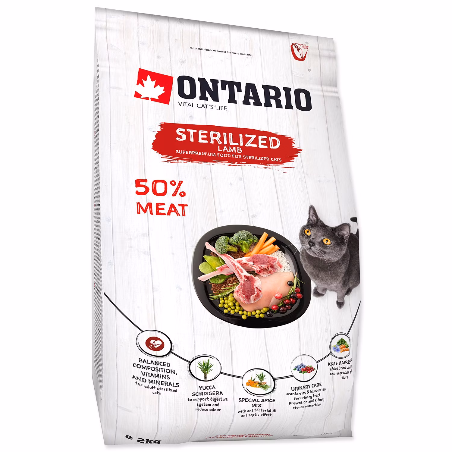 Krmivo Ontario Cat Sterilised Lamb 2kg
