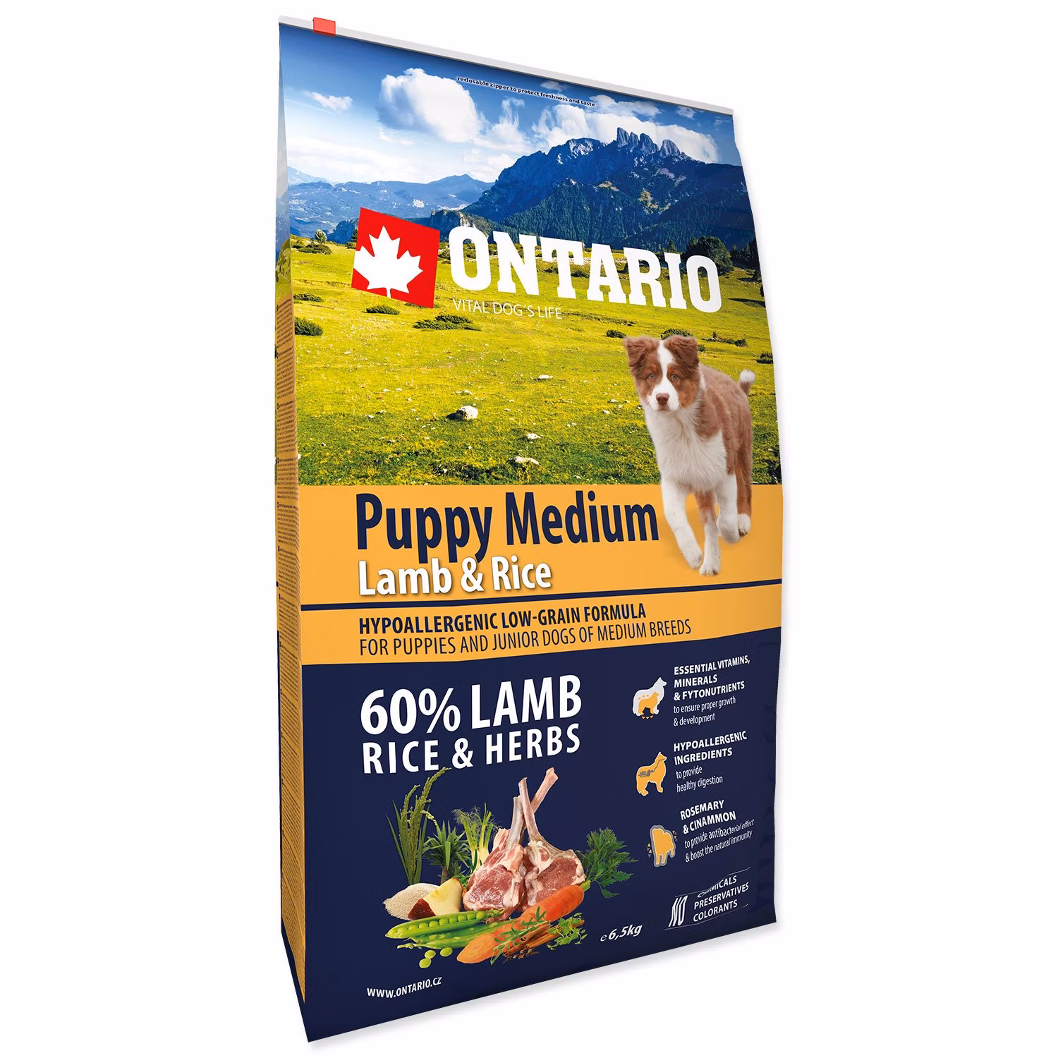 Krmivo Ontario Puppy Medium Lamb & Rice 6,5kg
