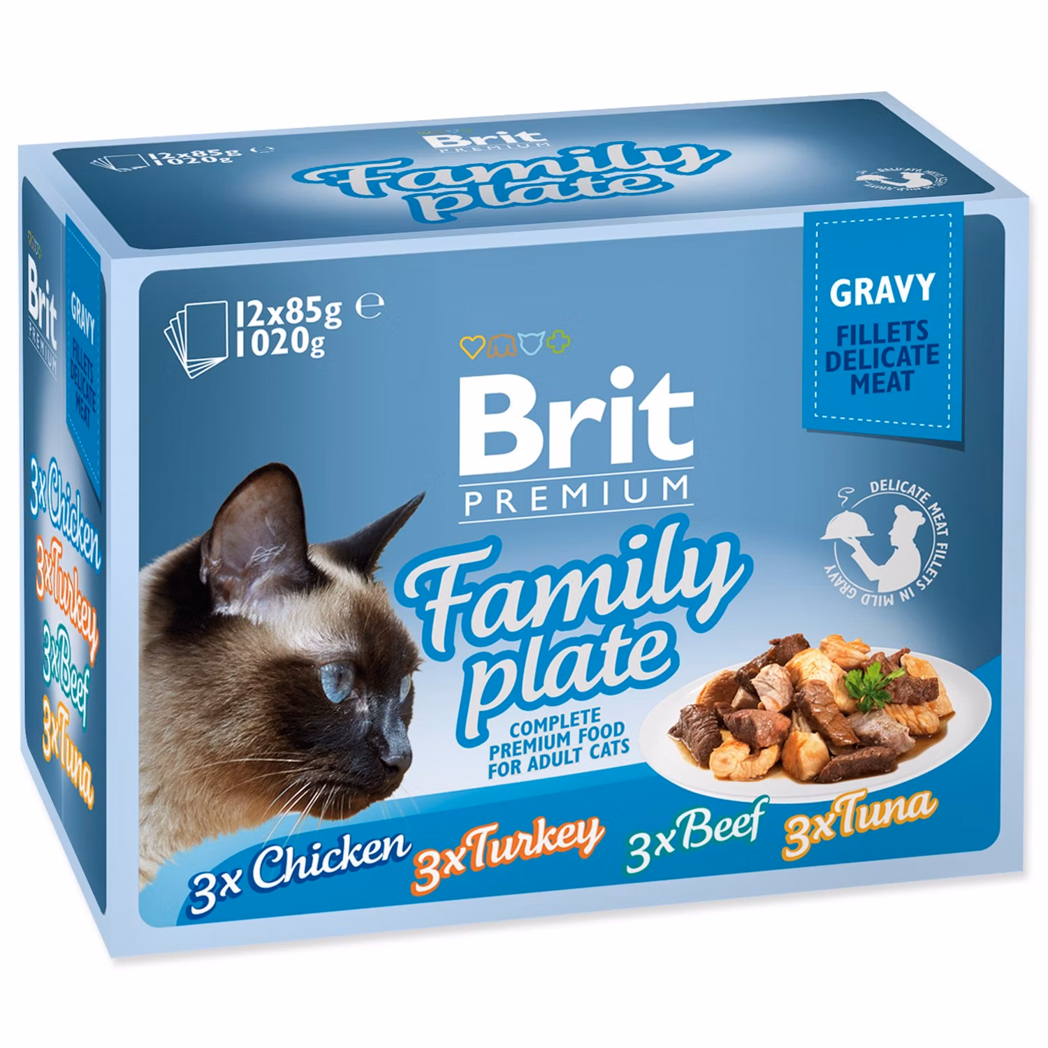 Kapsička Brit Premium Cat Delicate Dinner Plate, filety v omáčke Multi 1020g (12x85g)