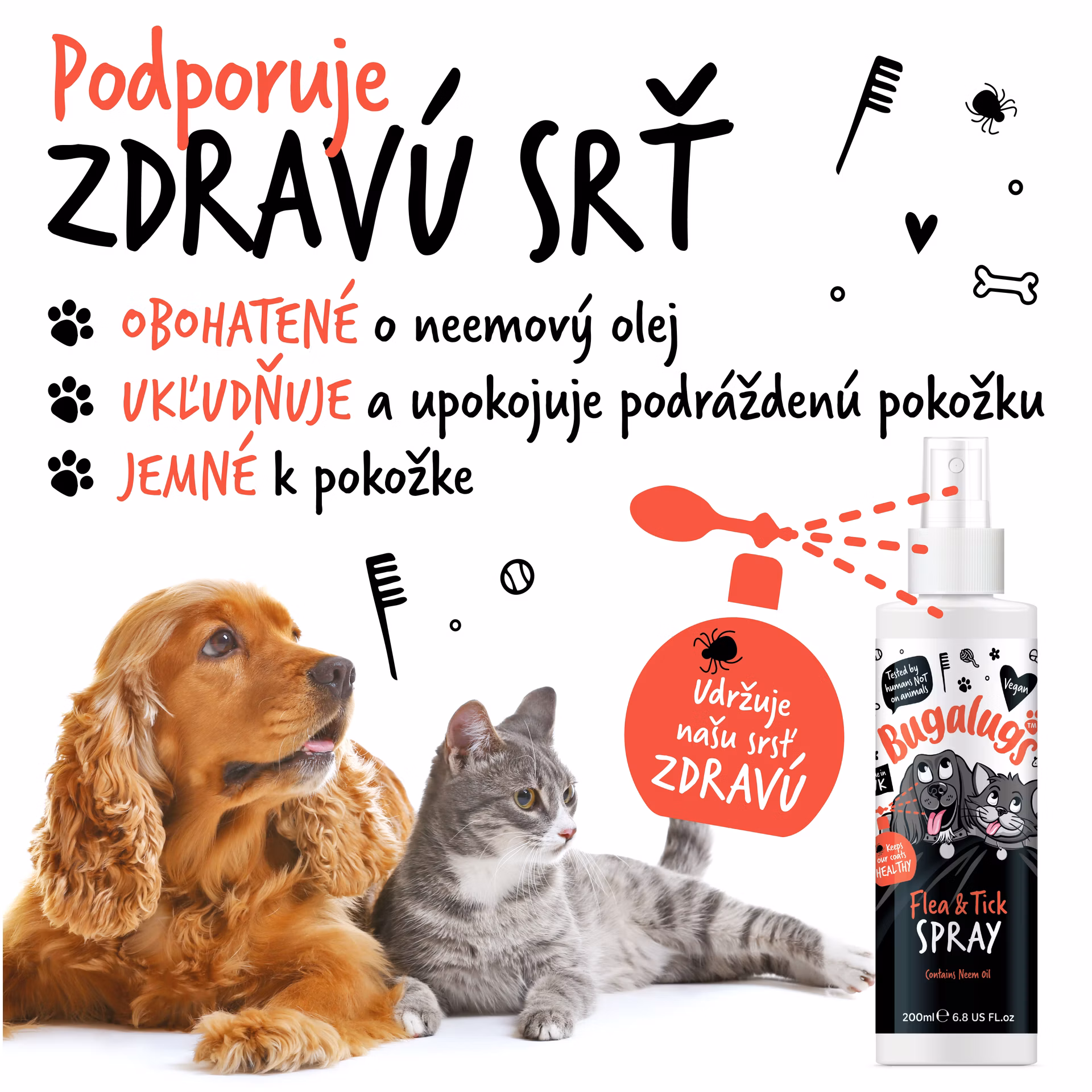 Bugalugs sprej proti blchám a kliešťom pre psov 200 ml