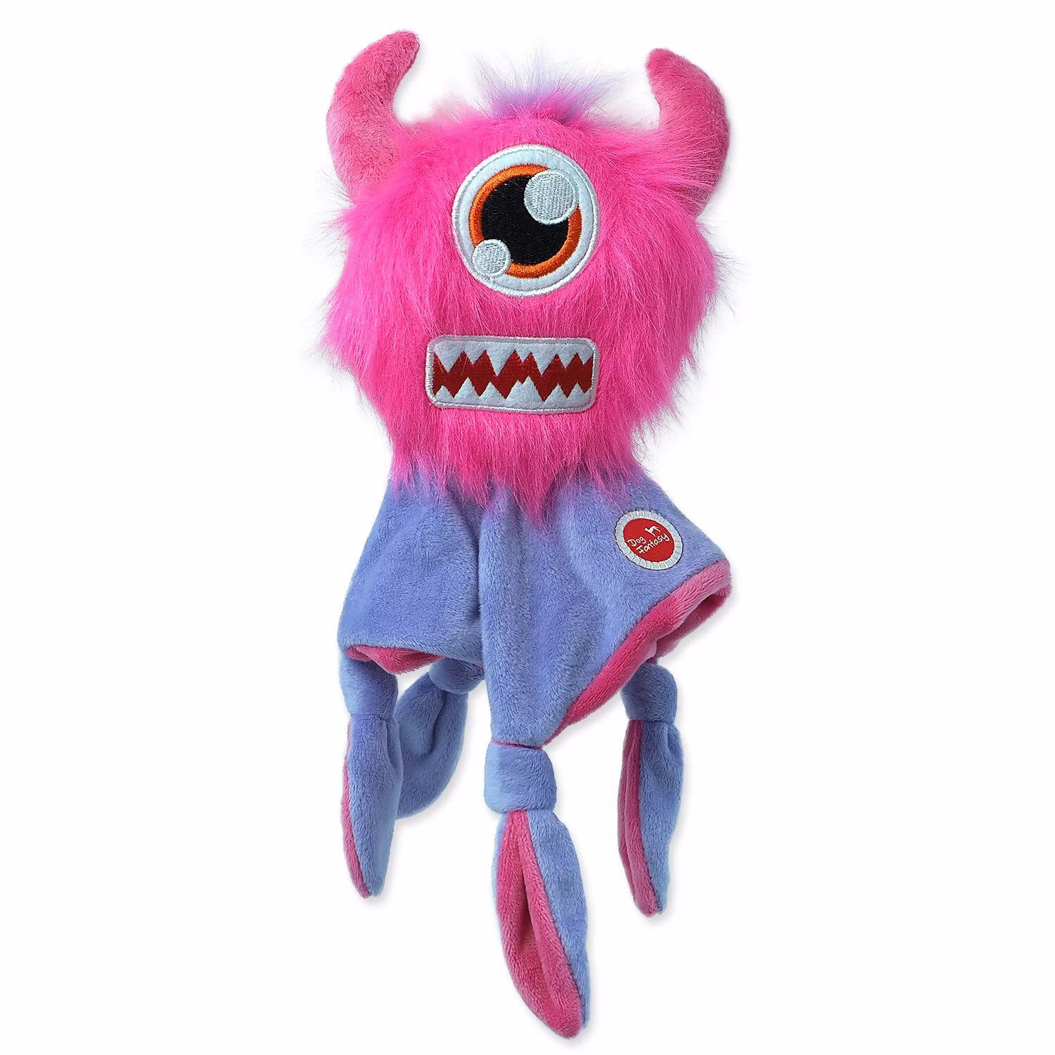 Hračka Dog Fantasy Monsters strašidlo pískacie chlpaté ružové s dečkou 28cm