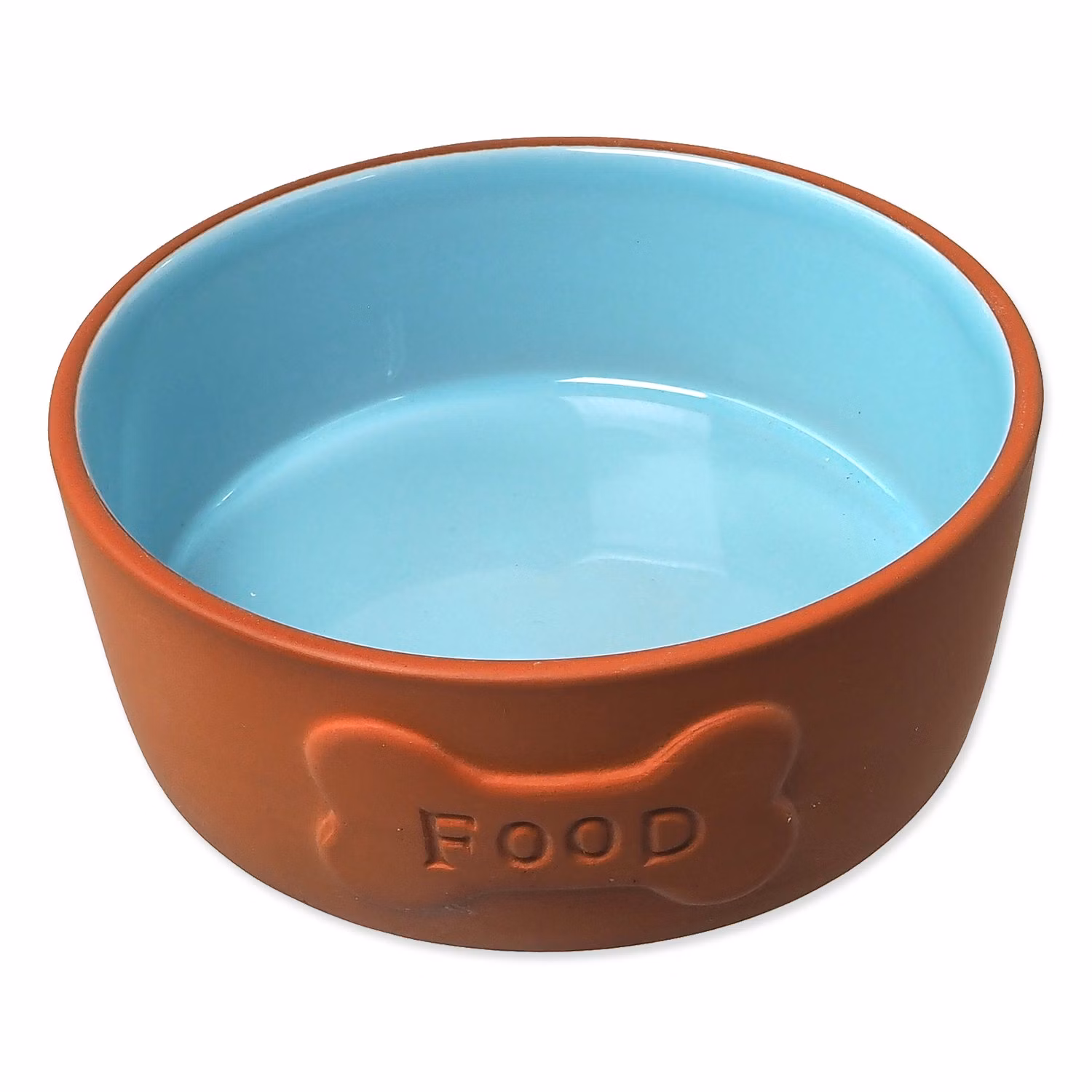 Miska Dog Fantasy keramická FOOD tehlová/modrá 13x5cm, 350ml