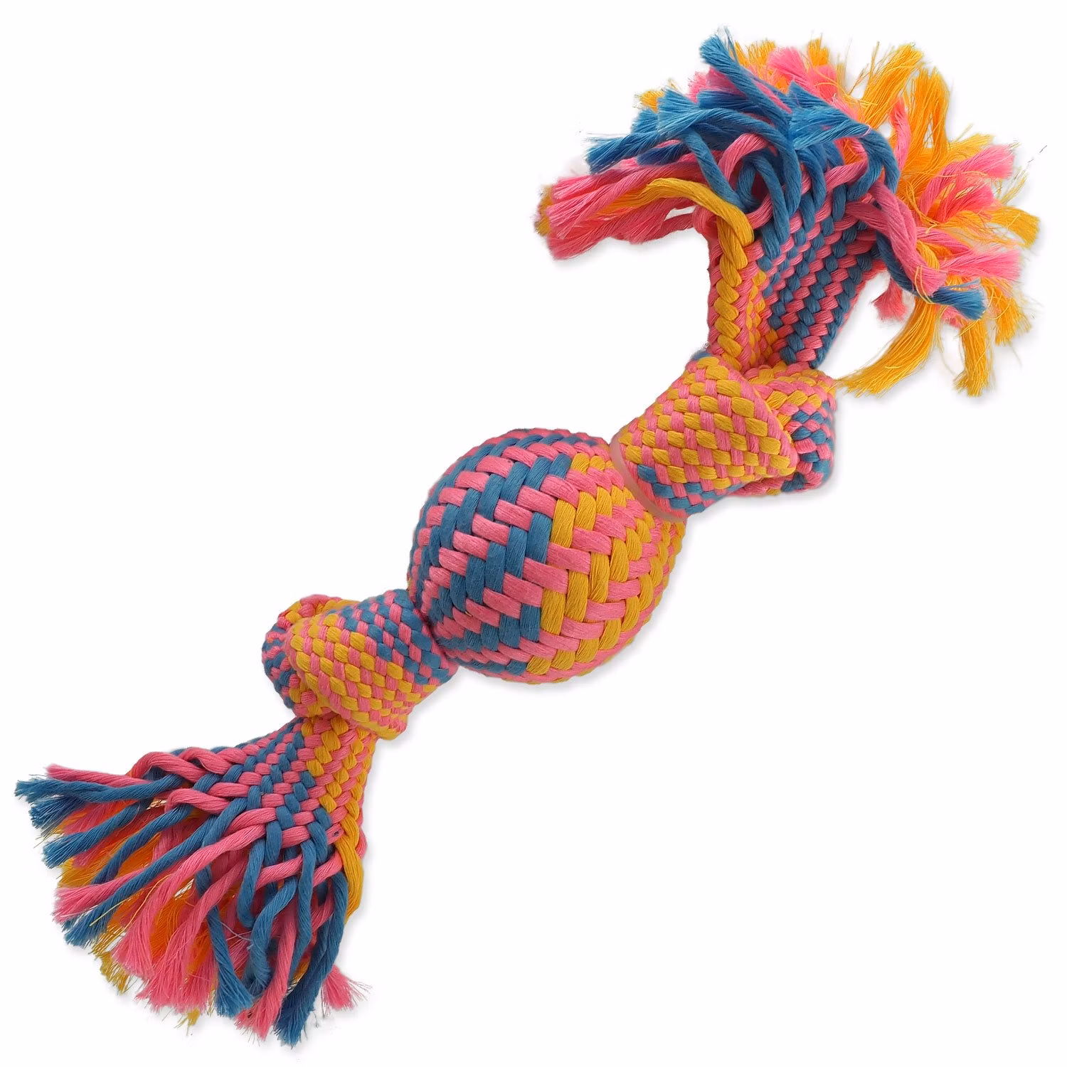Hračka Dog Fantasy preťahovadlo s loptičkou farebný vzor 2, knôty 40cm