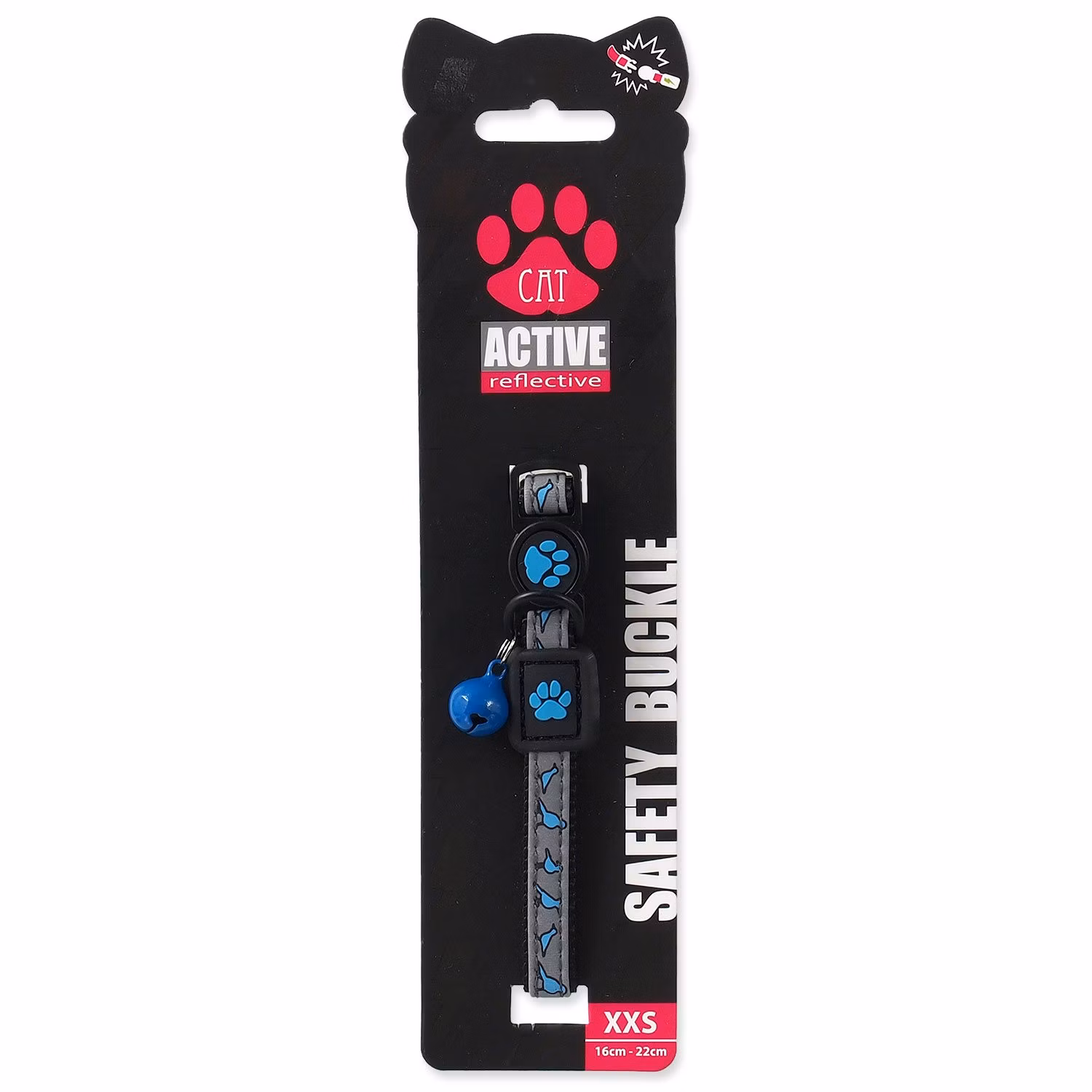 Obojok Active Cat Reflective XXS modrý 1x16-22cm