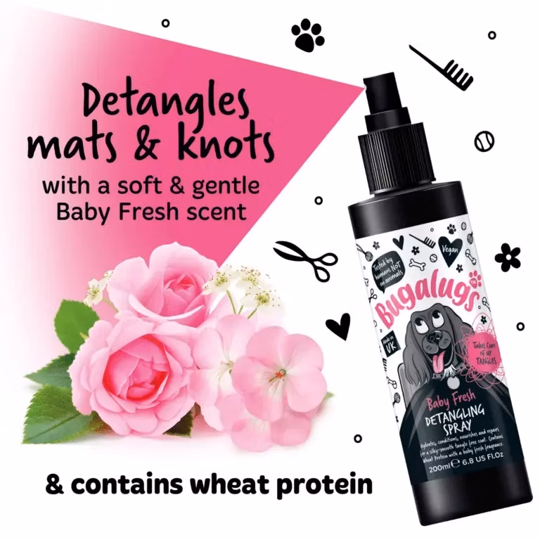 Bugalugs sprej na rozčesávanie srsti pre psov – Baby Fresh 200 ml