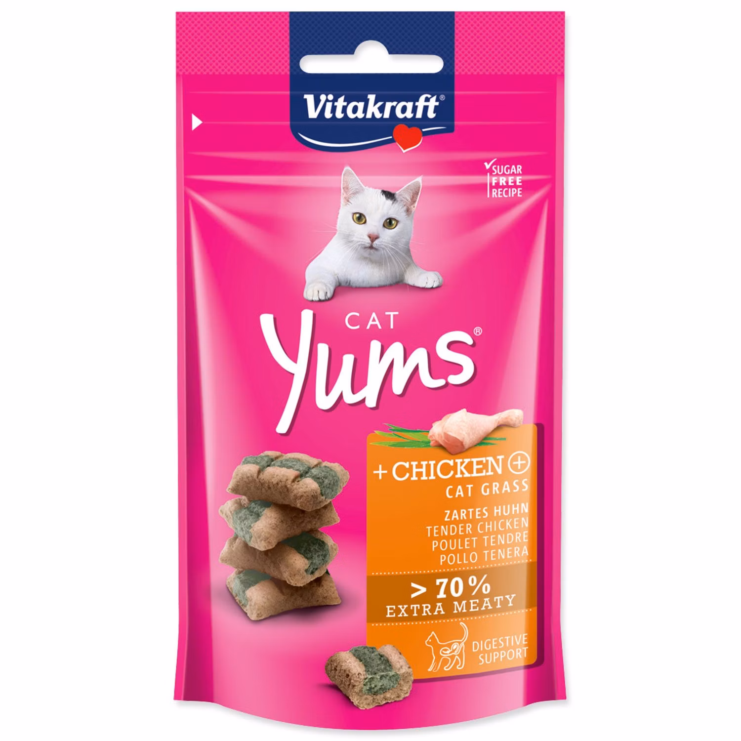 Pochúťka Vitakraft Cat Yums kura, s mačacou trávou 40g
