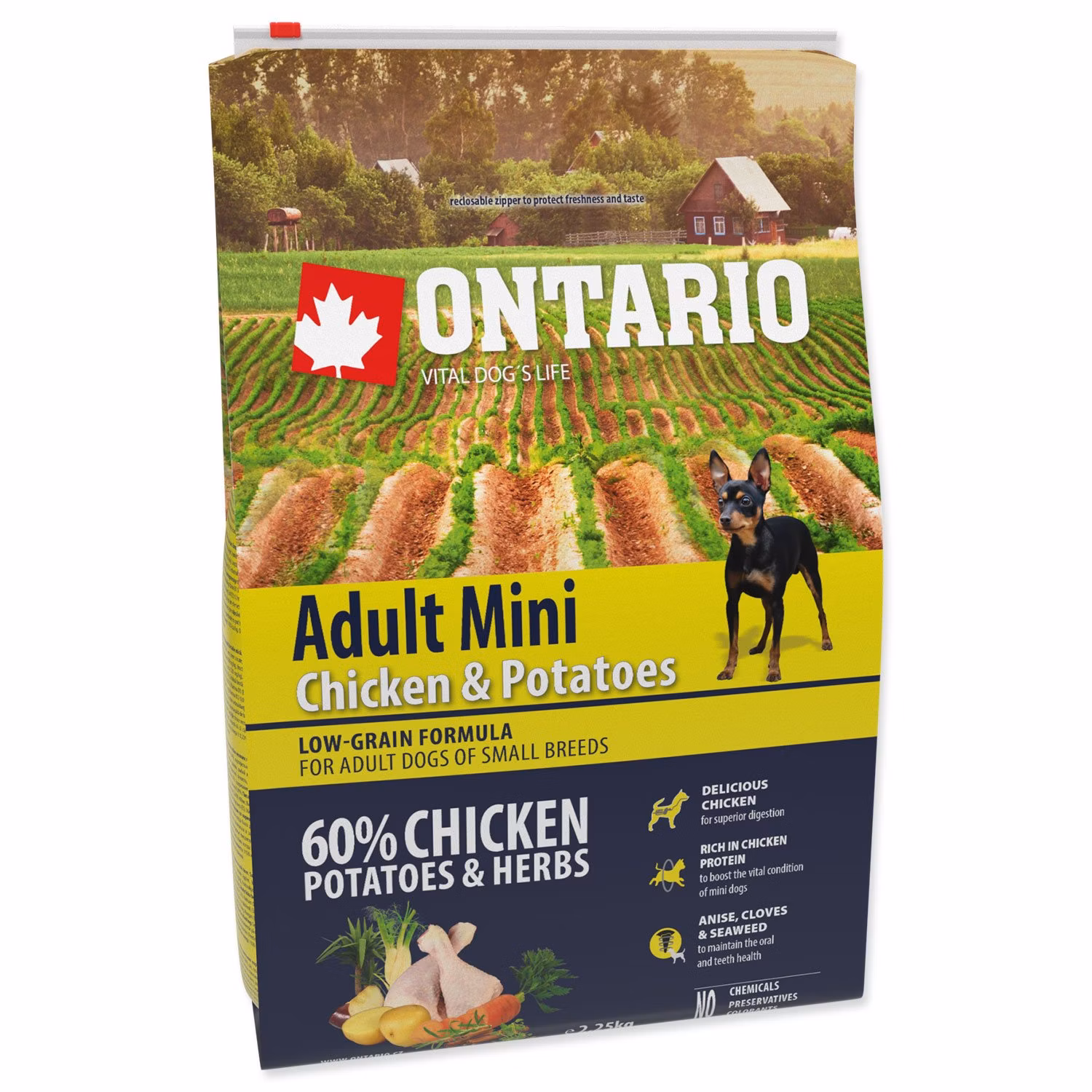 Krmivo Ontario Adult Mini Chicken & Potatoes 2,25kg