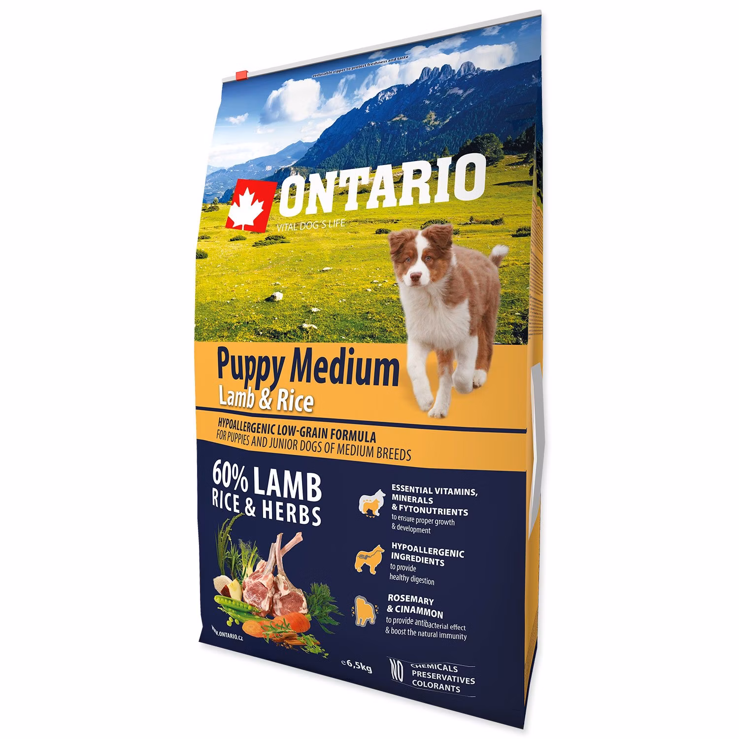 Krmivo Ontario Puppy Medium Lamb & Rice 6,5kg
