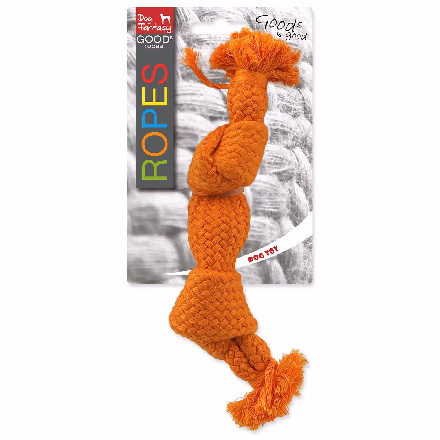 Hračka Dog Fantasy uzol pískací oranžový 2 knôty 22cm