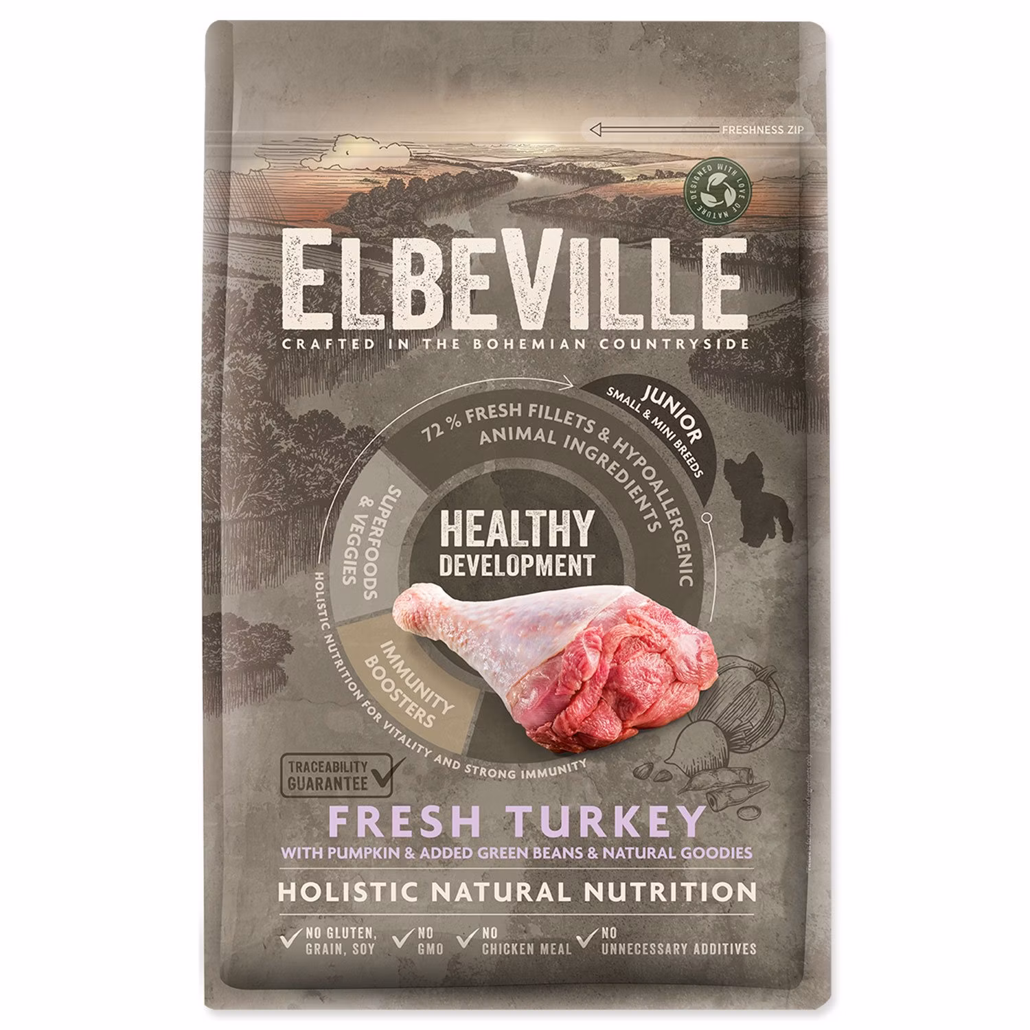 Krmivo ELBEVILLE Puppy and Junior Mini Healthy Development Fresh Turkey 4kg