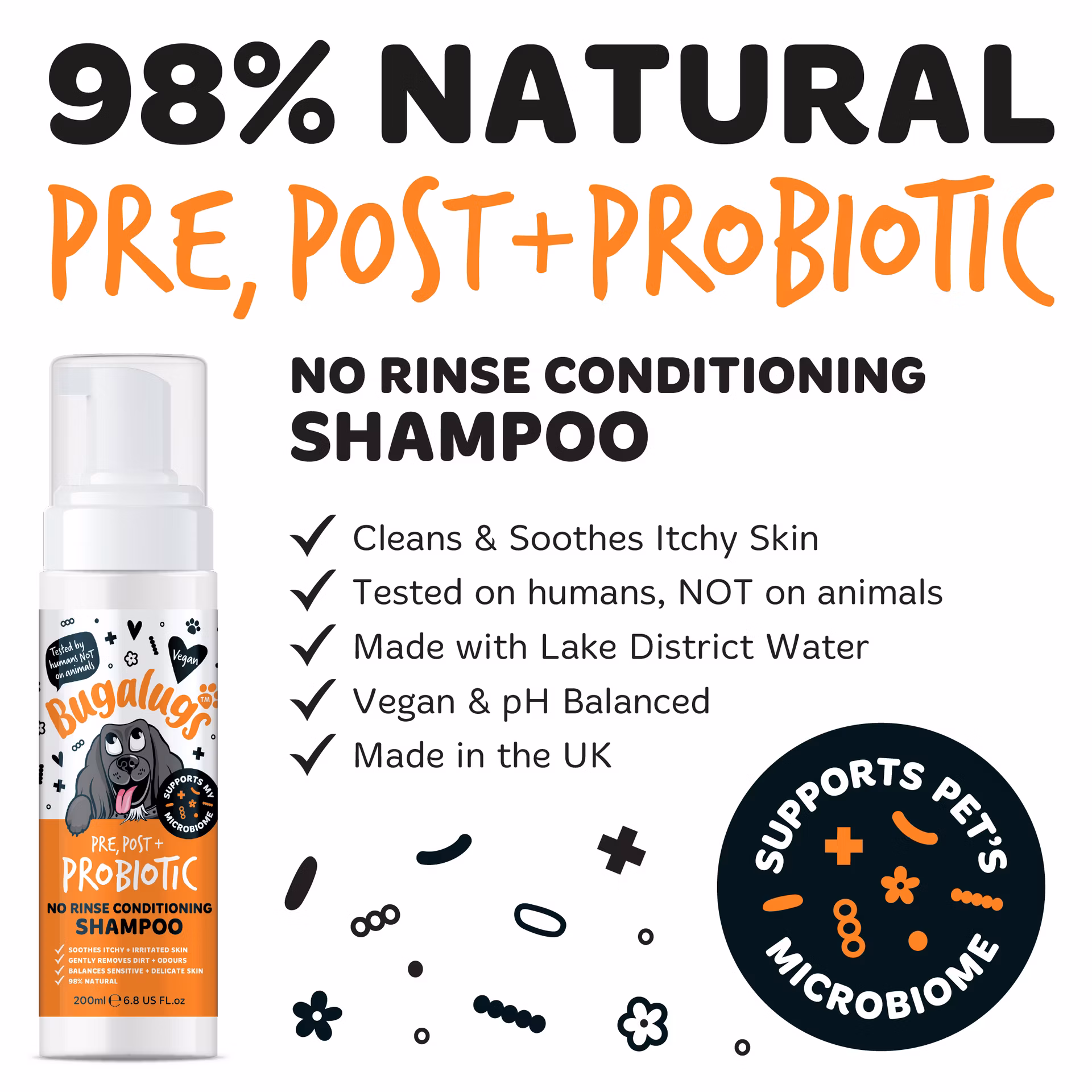 Bugalugs Pre, Post + Probiotic sprej na rozčesávanie srsti pre psov