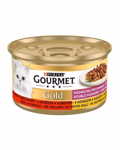 Nestlé GOURMET GOLD cat hovädzie&kura kúsky šťava konz.12x85 g