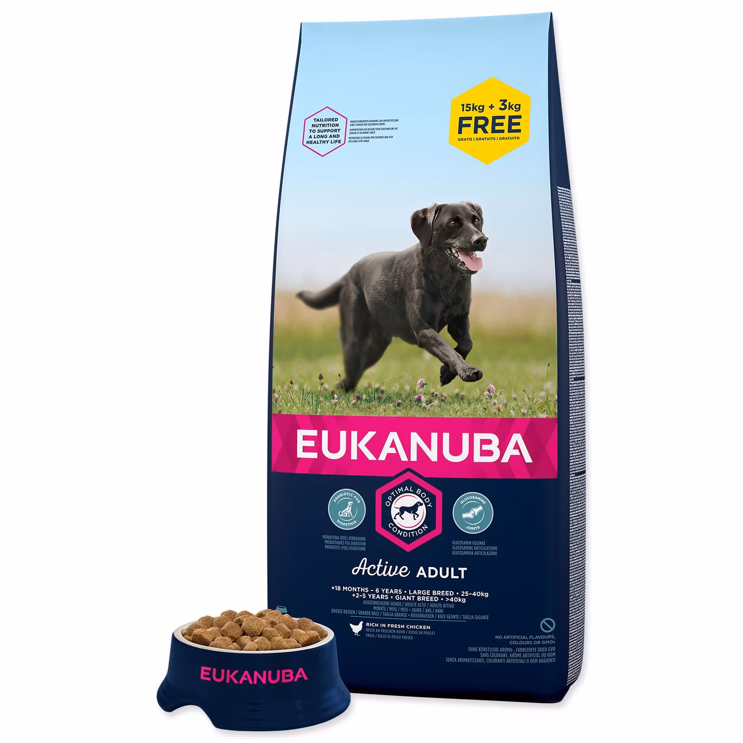 Krmivo EUKANUBA Adult Large 15+3kg ZDARMA