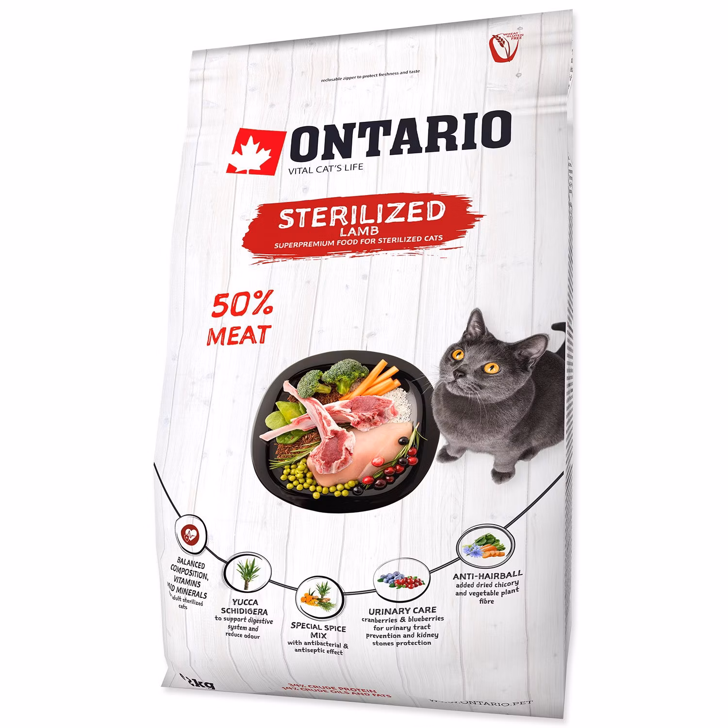 Krmivo Ontario Cat Sterilised Lamb 2kg