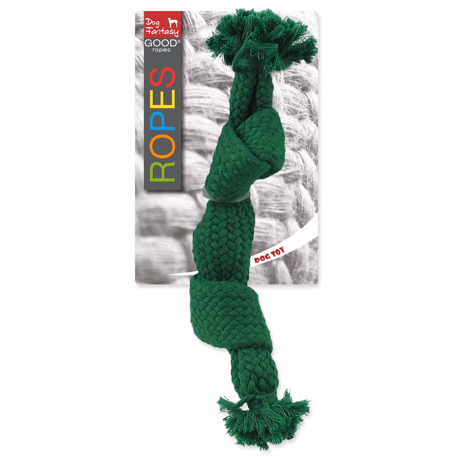 Hračka Dog Fantasy uzol pískací zelený 2 knôty 22cm