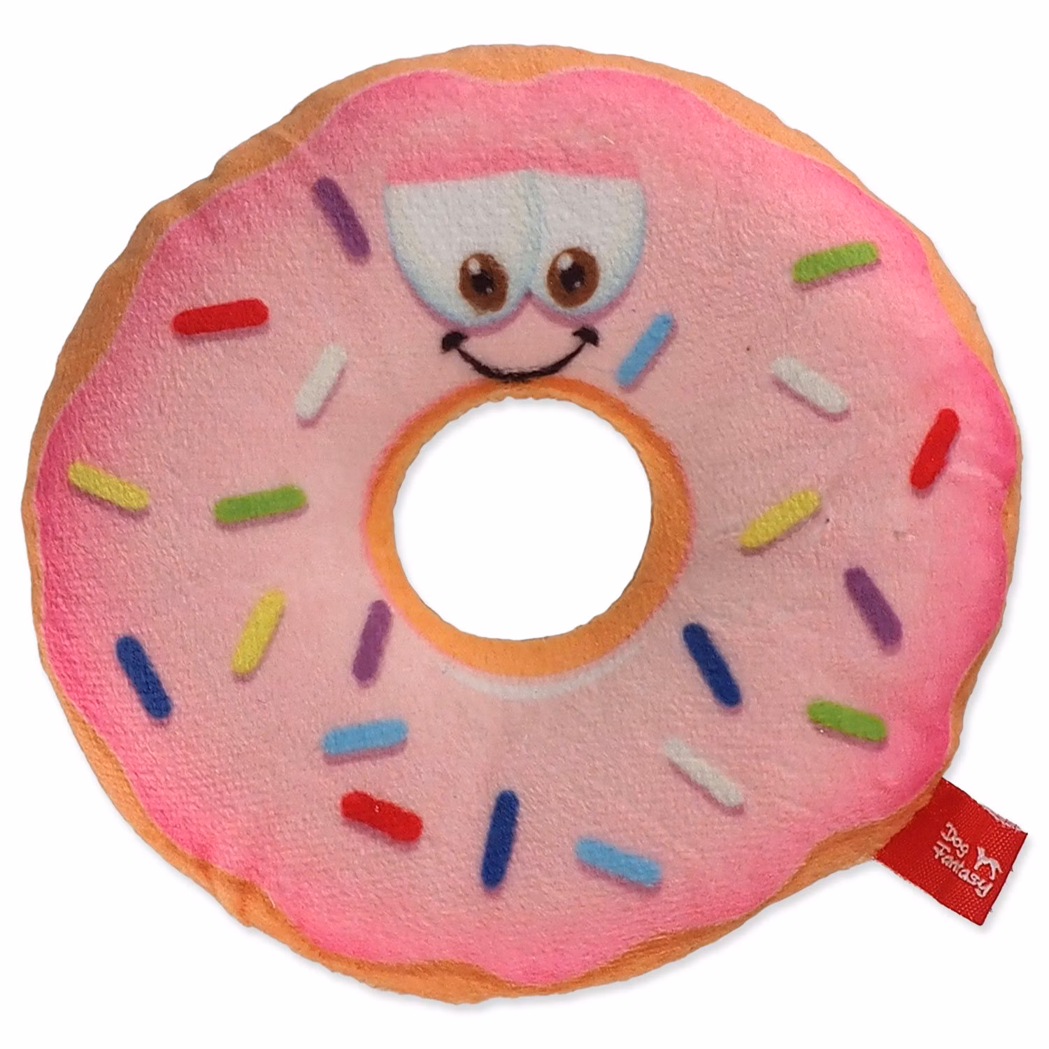 Hračka Dog Fantasy donut s tvárou ružový 12cm
