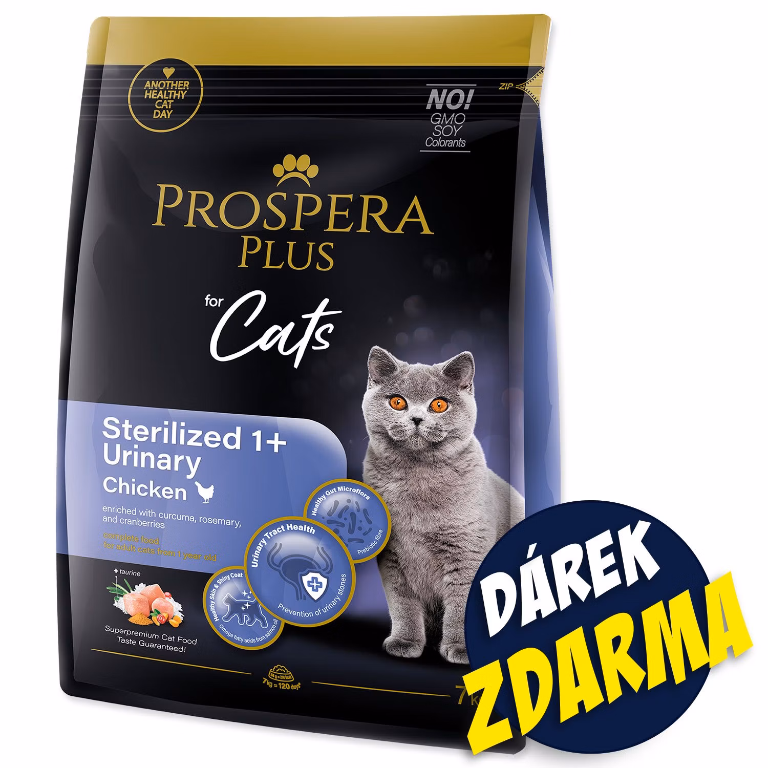 Krmivo Prospera Plus Sterilized 1+ Chicken Urinary 7kg+Konzerva Sterilized 1+ Morčacie 395g