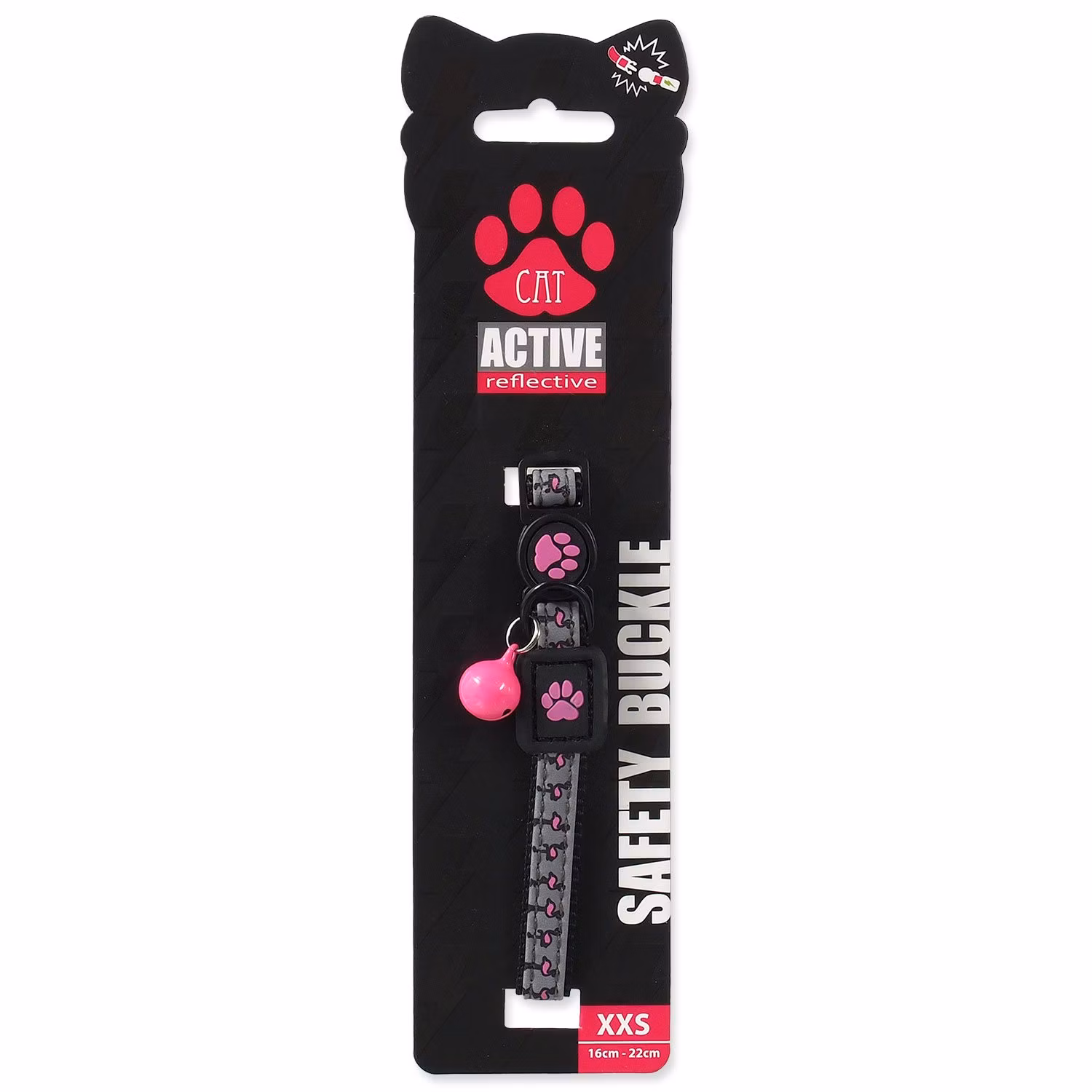 Obojok Active Cat Reflective XXS ružový 1x16-22cm