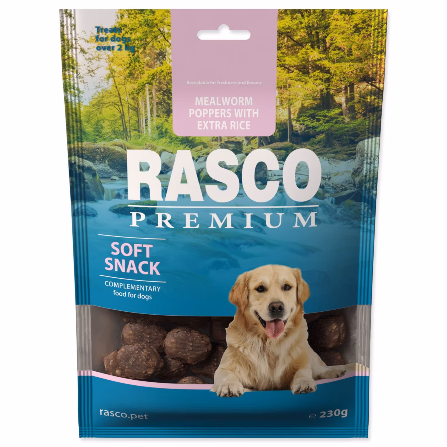 Pochúťka Rasco Premium múčne červy a extra ryža 230g