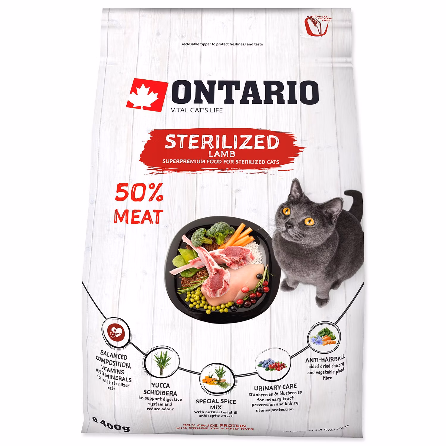 Krmivo Ontario Cat Sterilised Lamb 0,4kg