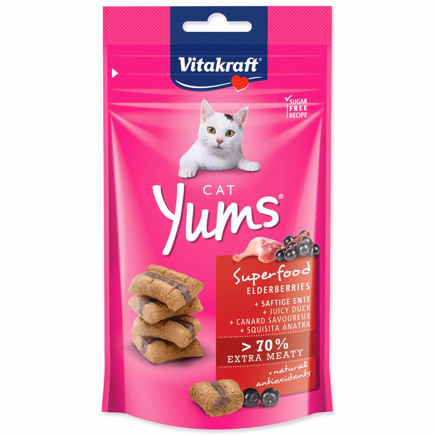 Pochúťka Vitakraft Cat Yums Superfood kačka s bazou 40g