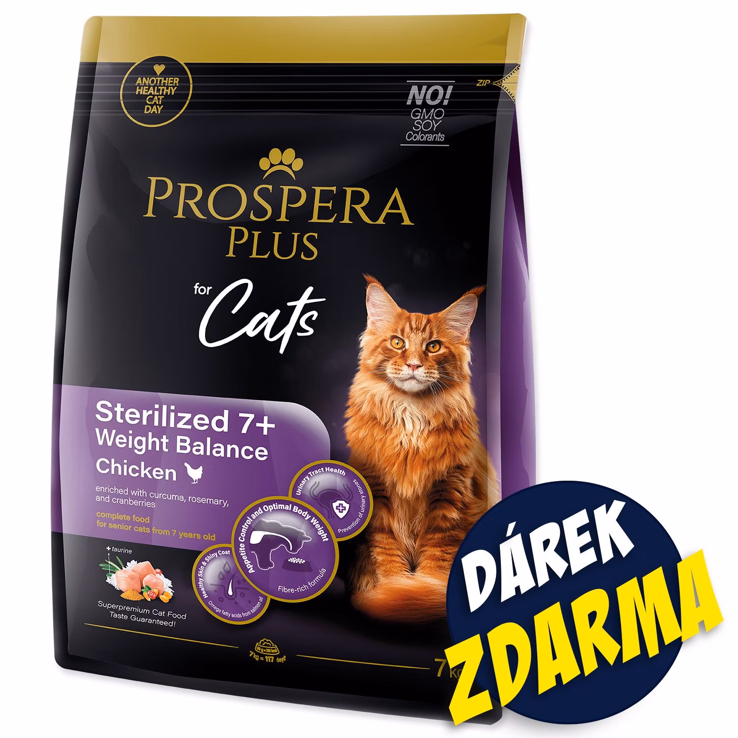 Krmivo Prospera Plus Sterilized 7+ Chicken Weight Balance 7kg+Konzerva Sterilized 1+ Morčacie 395g