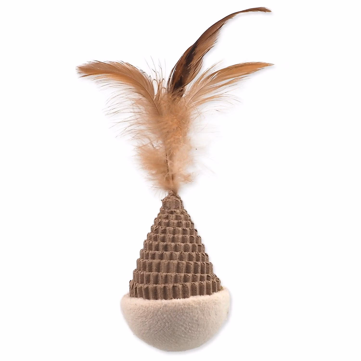 Hračka Magic Cat Natural Fun kužel s pierkami kartón/plyš biely 6cm