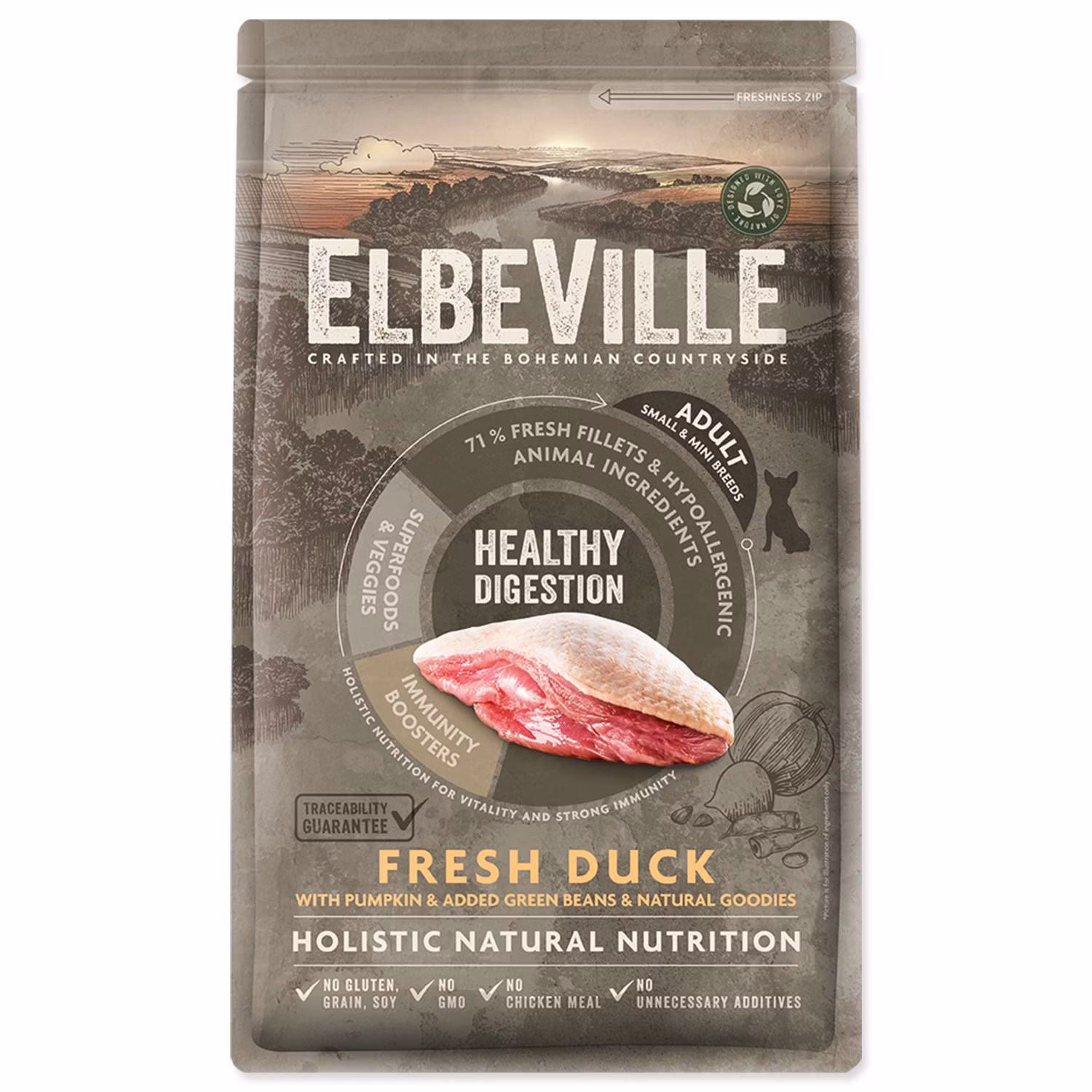 Krmivo ELBEVILLE Adult Mini Healthy Digestion Fresh Duck 1,4kg