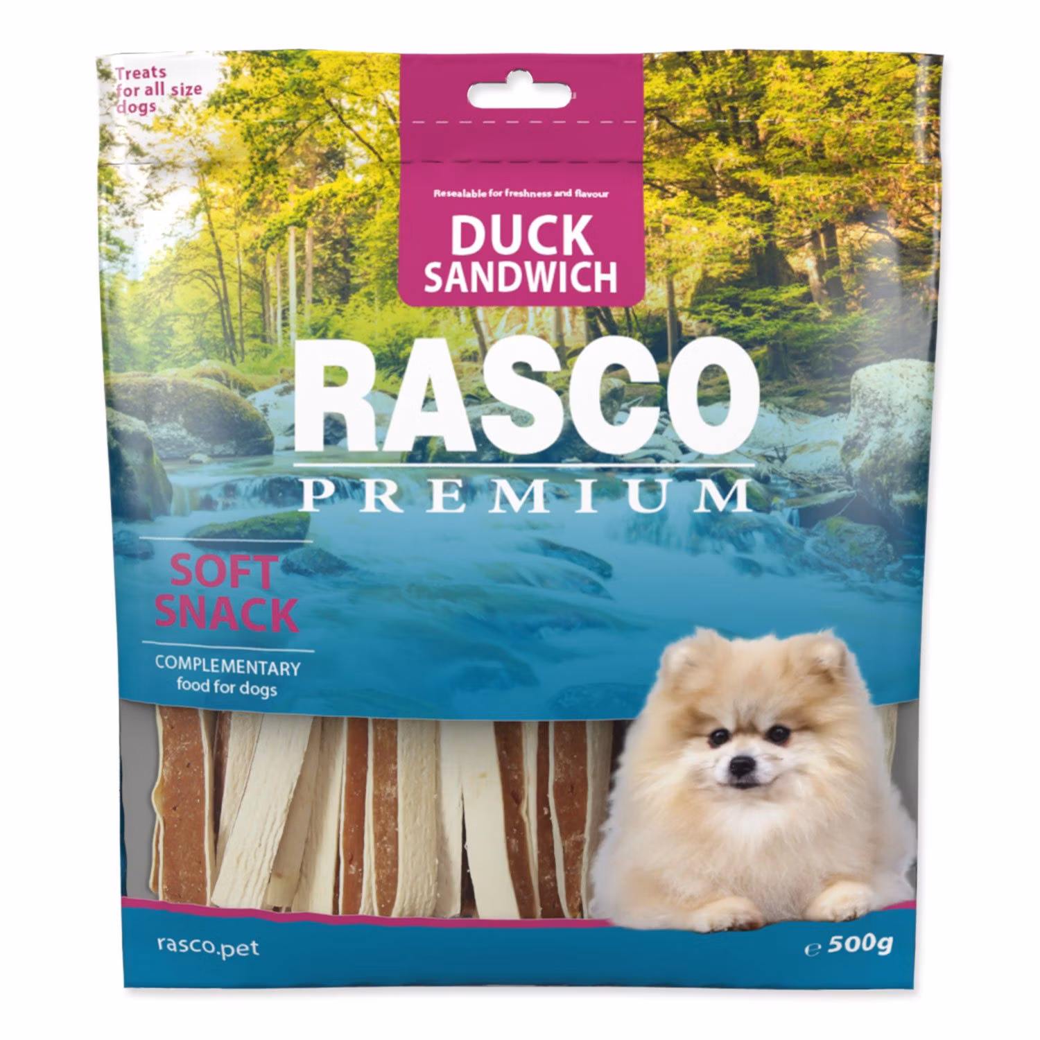 Pochúťka Rasco Premium kačka s treskou, sendvič 500g