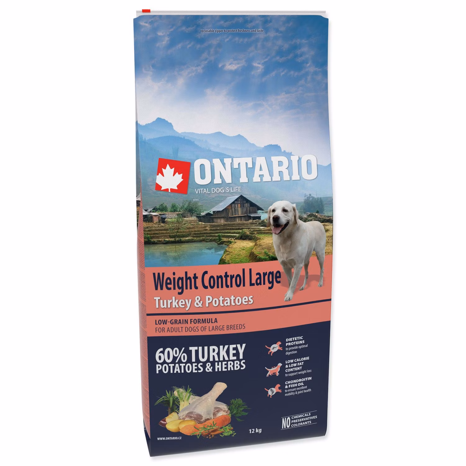 Krmivo Ontario Large Weight Control Turkey & Potatoes 12kg
