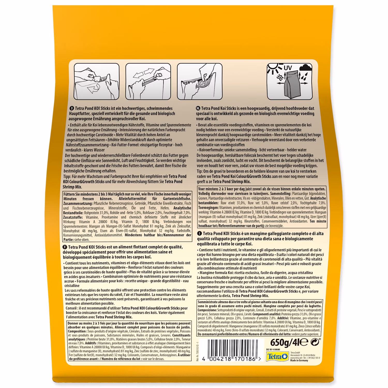 Krmivo Tetra Pond Koi Sticks 4l
