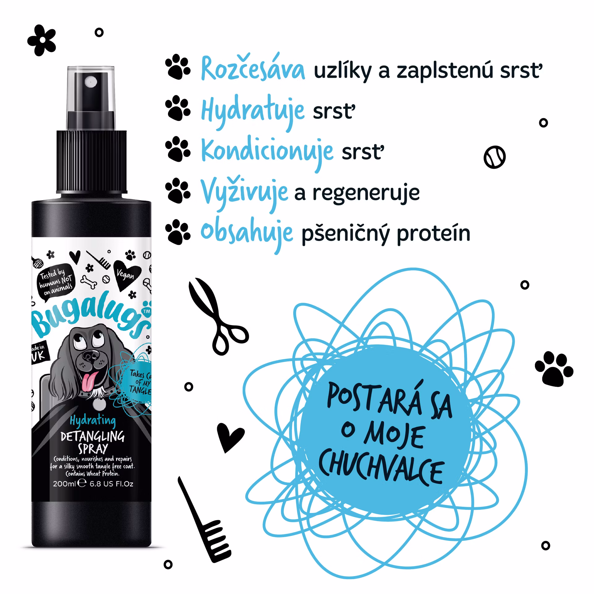 Bugalugs hydratačný sprej na rozčesávanie srsti pre psov 200 ml