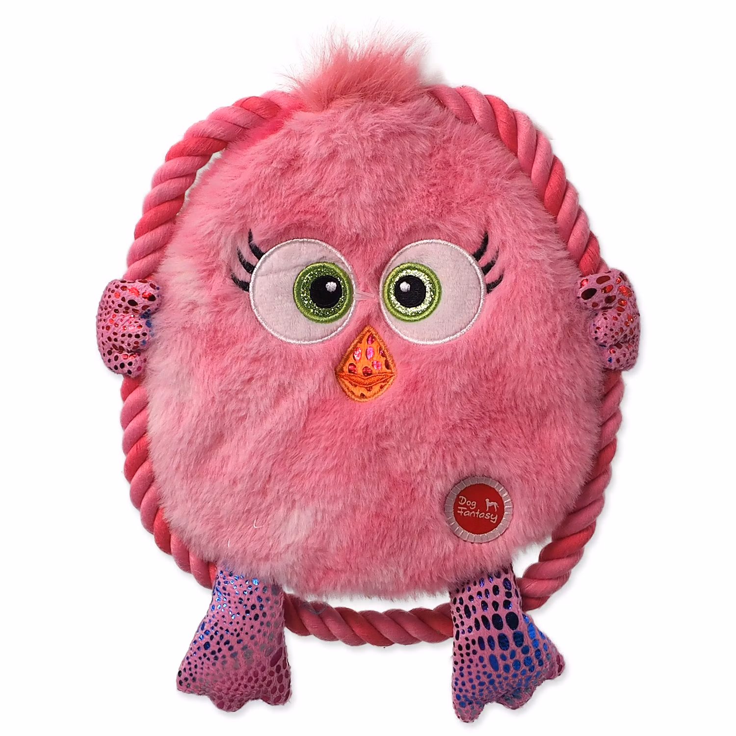 Hračka Dog Fantasy Monsters kura šuštiace s povrazom ružové 18cm