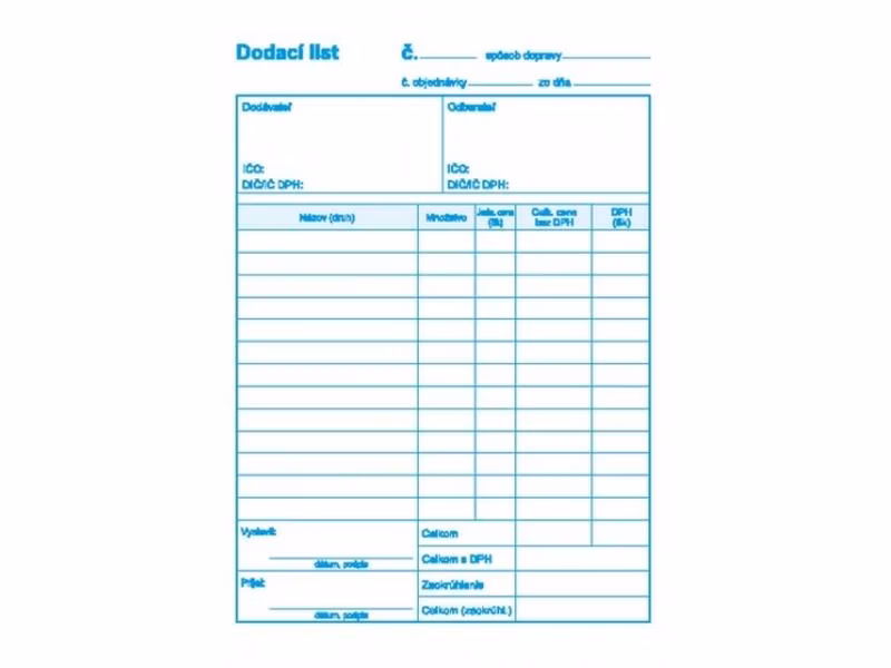 Dodací list - doklad pre fakturáciu