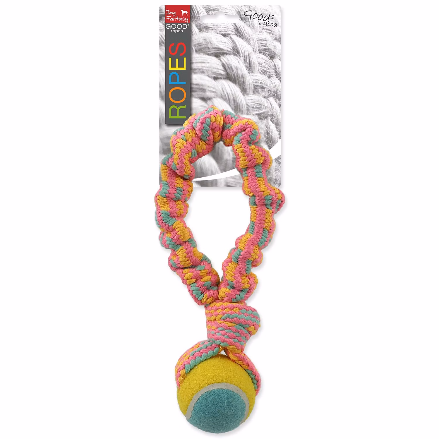 Hračka Dog Fantasy preťahovadlo s tenisákom farebný vzor 1, 28cm