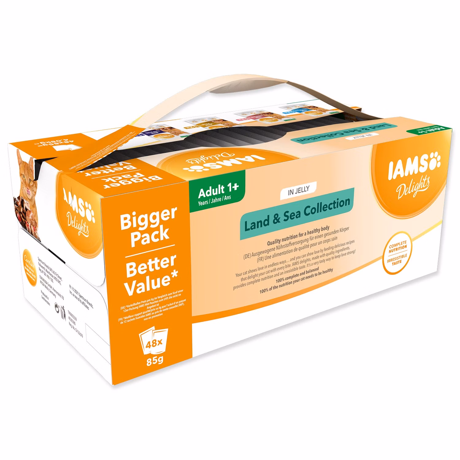 Kapsička IAMS Delights Adult morské a suchozemské mäso v želé multipack 4080g (48x85g)