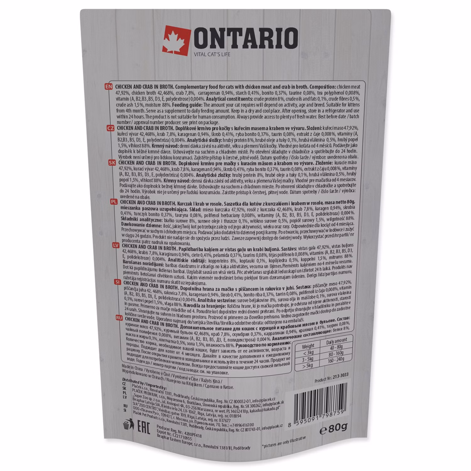 Kapsička Ontario kura a krab vo vývare 80g