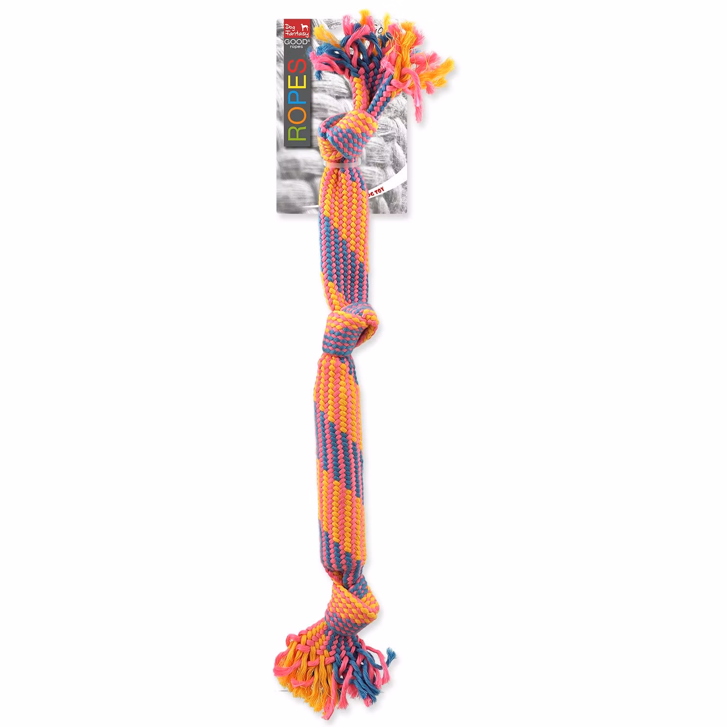 Harčka Dog Fantasy preťahovadlo farebné so zvukom vzor 2, 3 knôty 53cm