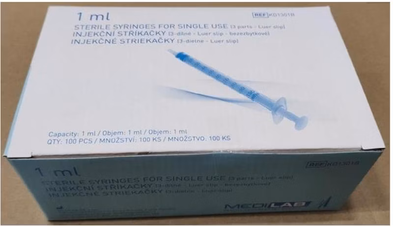 Striekačka Medilab 3-dielna jednoraz. 1 ml, 100 ks