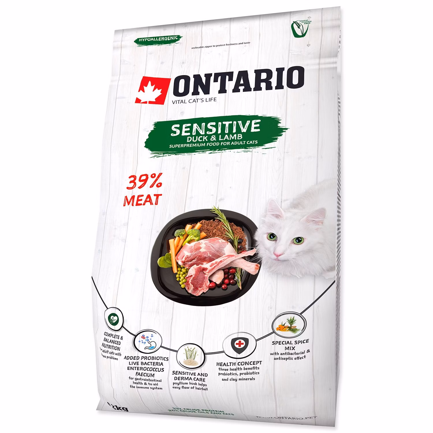 Krmivo Ontario Cat sensitive/Derma 2kg